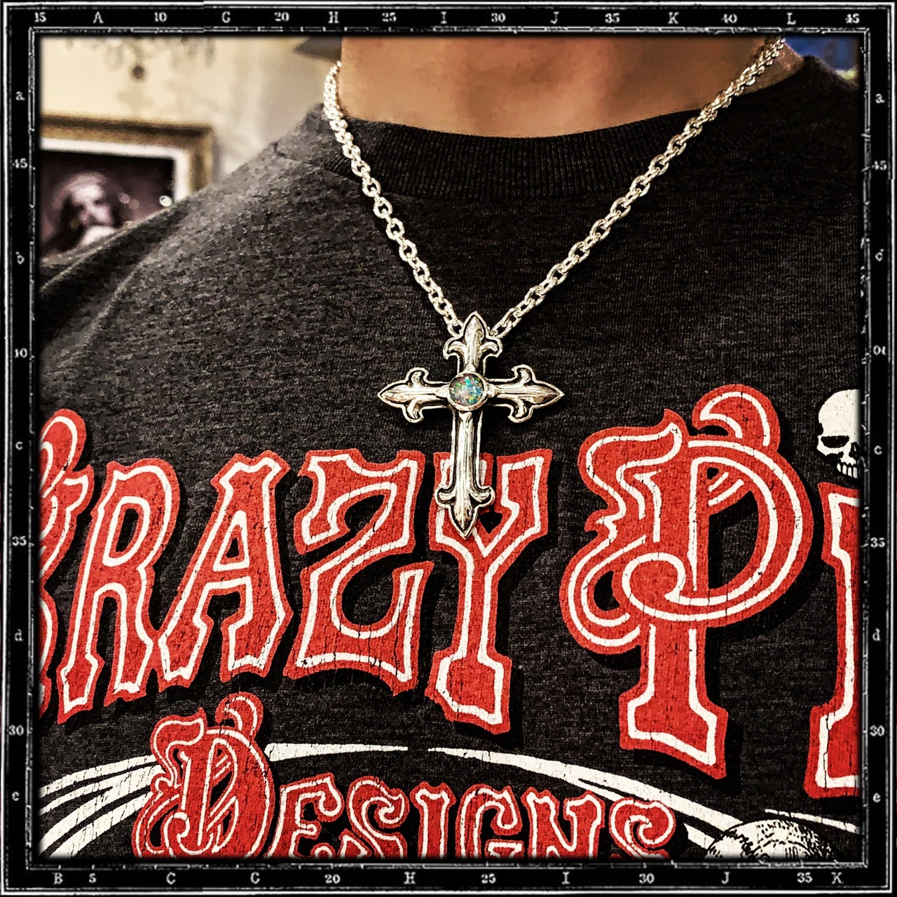 GOTHIC CROSS STONE PENDANT