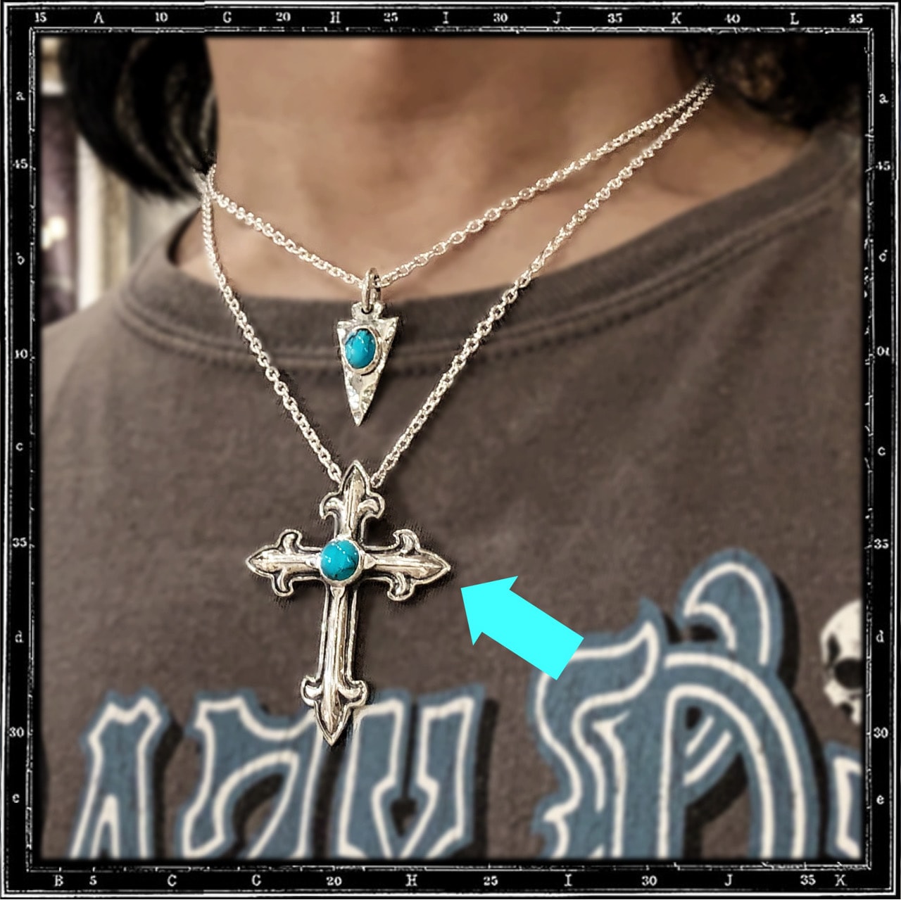 GOTHIC CROSS STONE PENDANT
