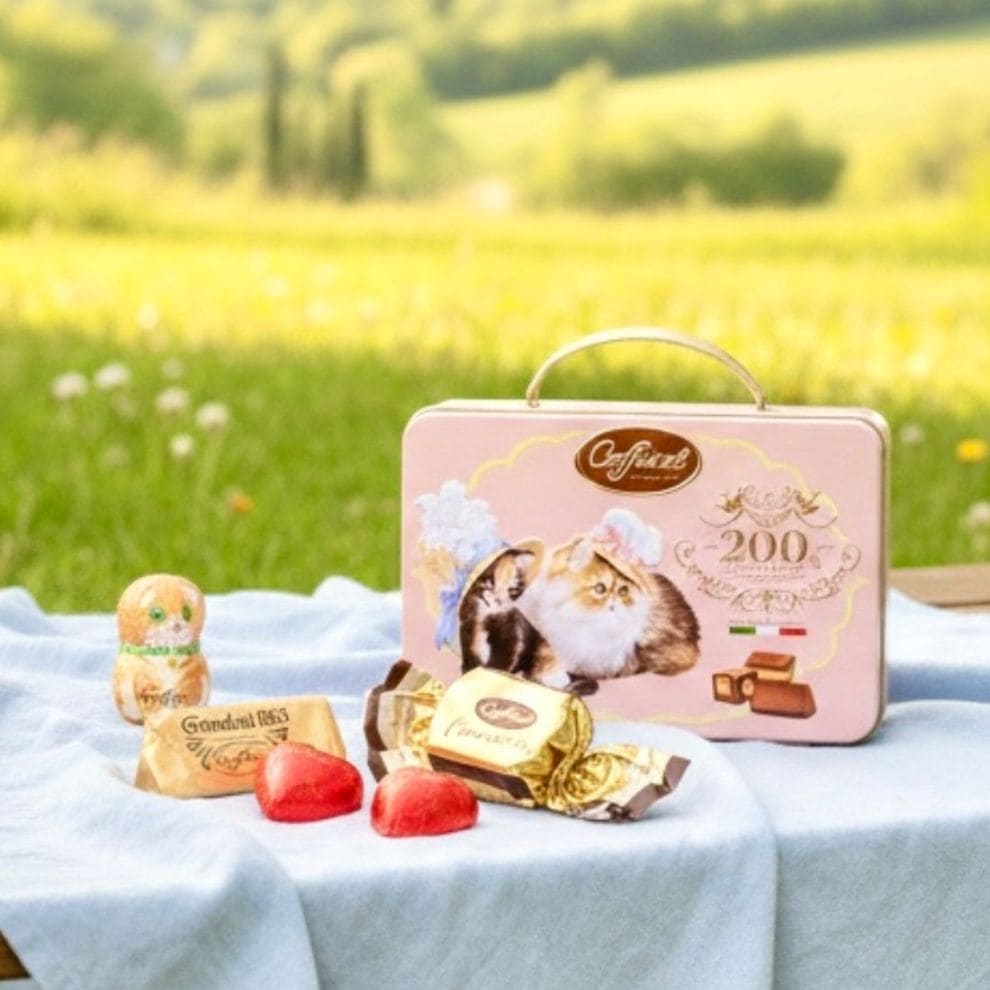 ねこのティータイム トランク小缶｜カファレル公式-チョコレートのお