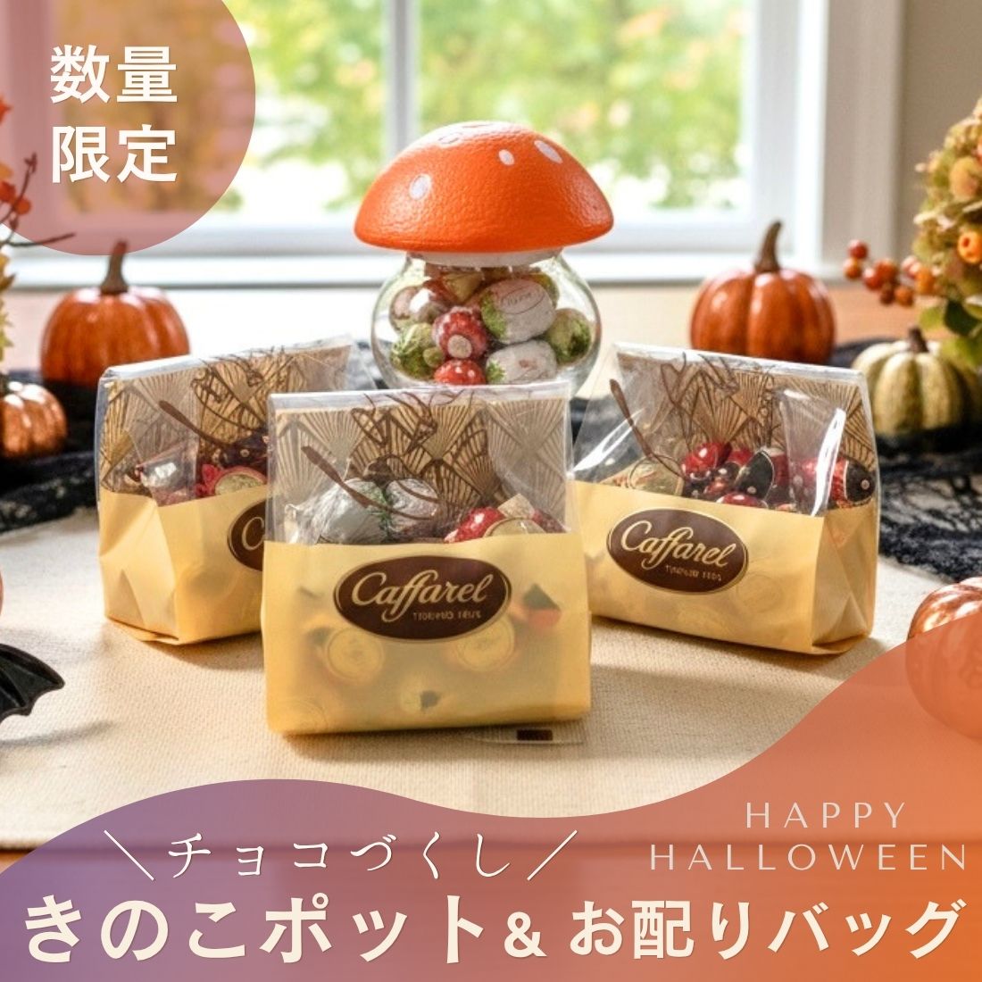 【ハロウィン限定】 チョコづくし きのこポット＆お配りバッグセット