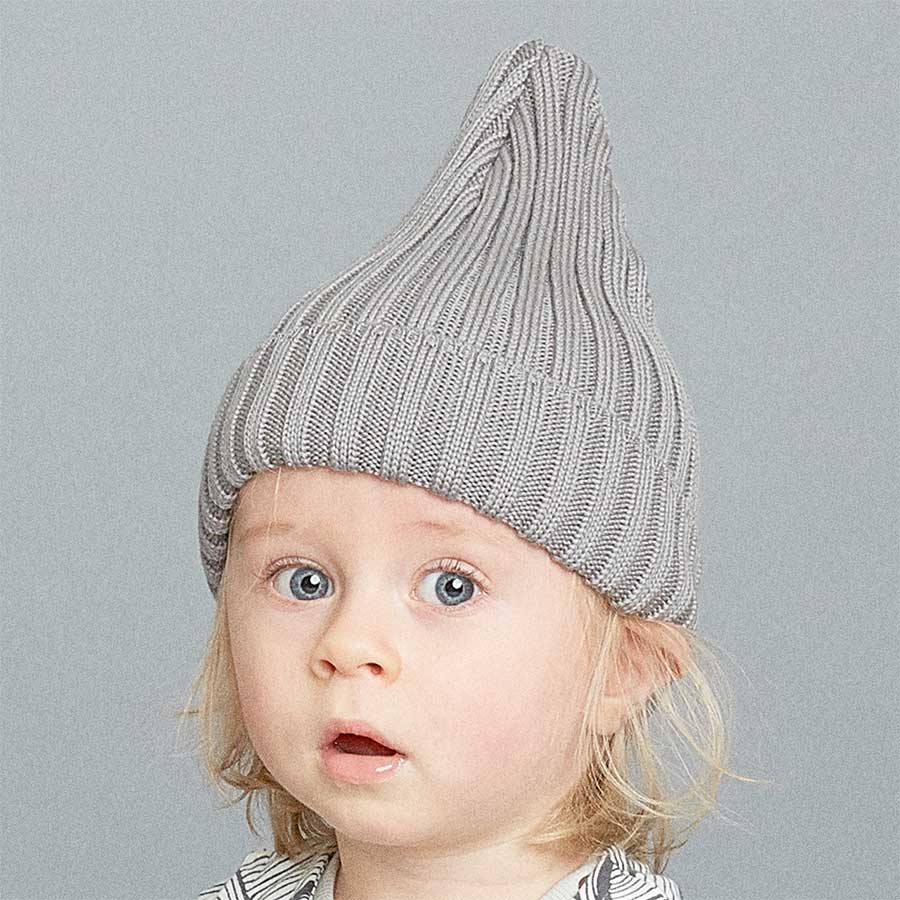 ●フィンランドから mainio マイニオ  MAGDA RIB-KNIT BEANIE メリノウール ニットキャップ -/4-6歳 ライトグレー