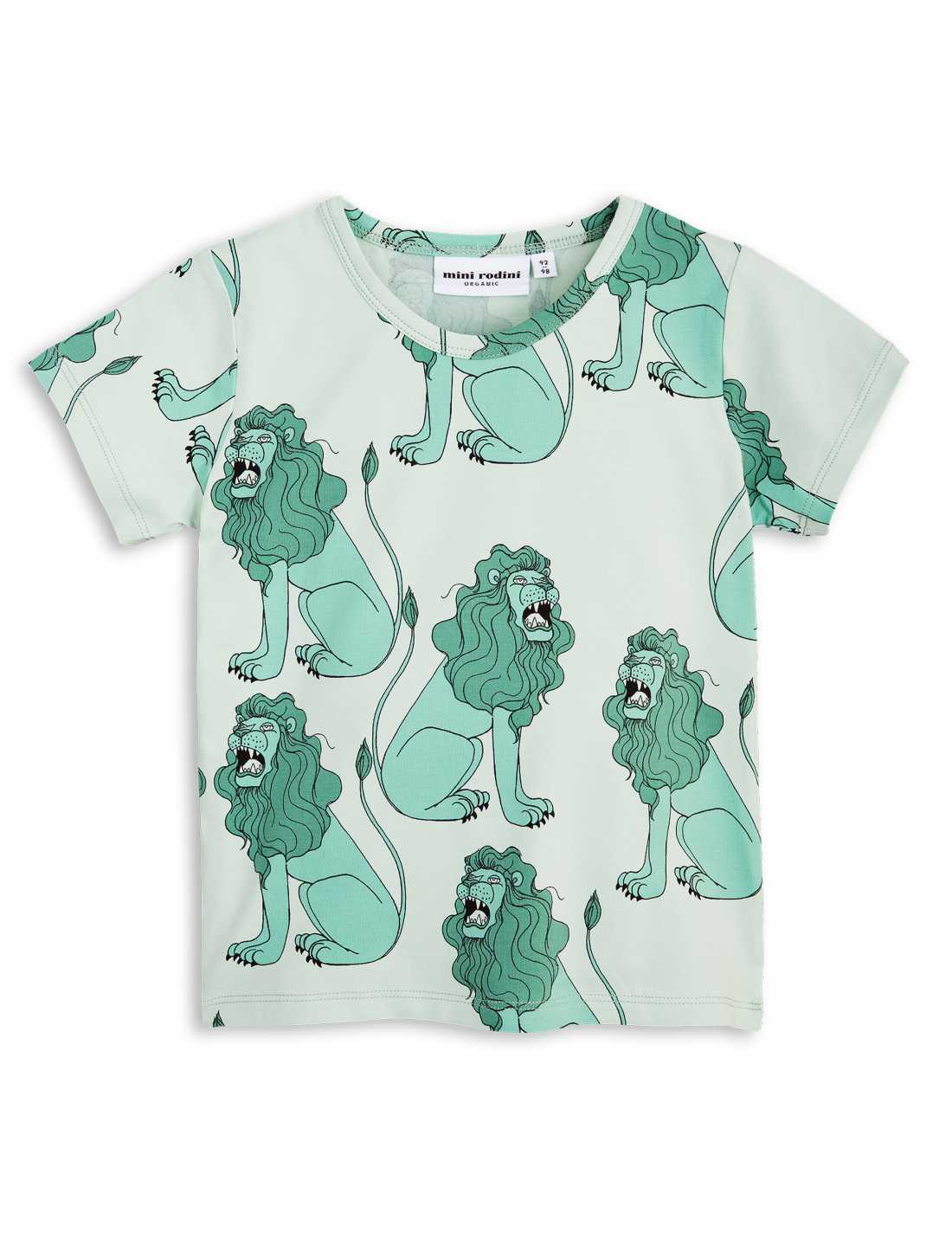 [40%OFF] mini rodini 　[※1 クリックポスト可]　 17SS Lion T-Shirt Light Green オーガニックコットン 半袖Tシャツ -/92-98/-/-/-/-