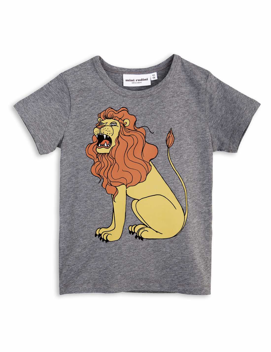 ●mini rodini 　[※1 クリックポスト可]　 17SS Lion T-Shirt Grey Melange オーガニックコットン 半袖Tシャツ -/92-98/-/-/-/-