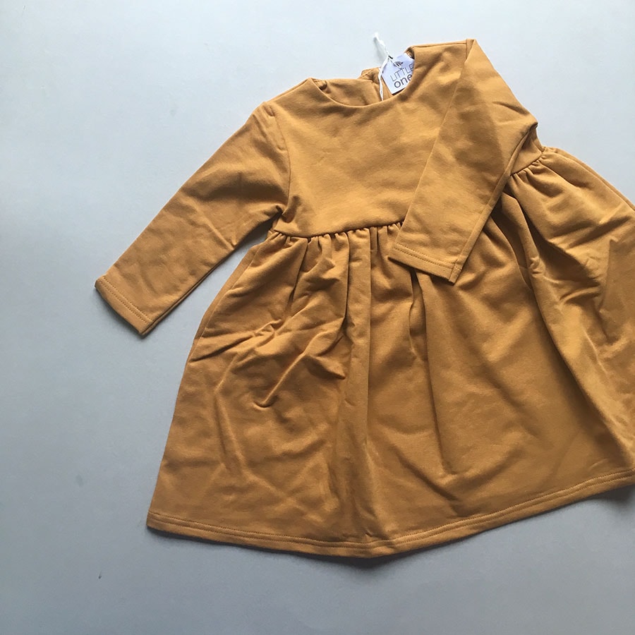 ● LITTLE ones made in ITALY 17AW 裏起毛 DRESS 90-130 mustard