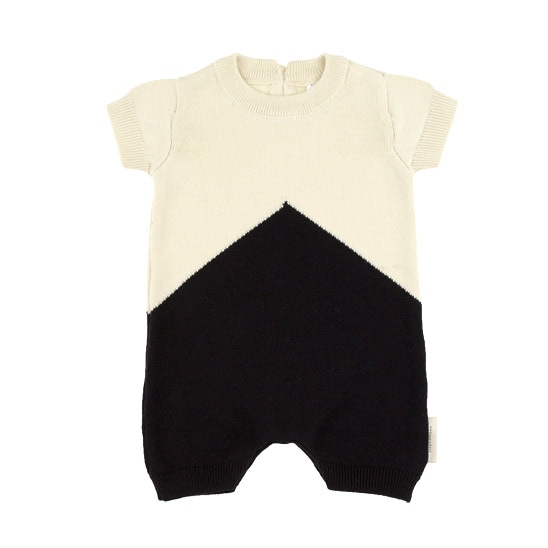 [再-60%] tinycottons スペインから  color block knit baby onepiece 6-12m/12-18m　navy/stone