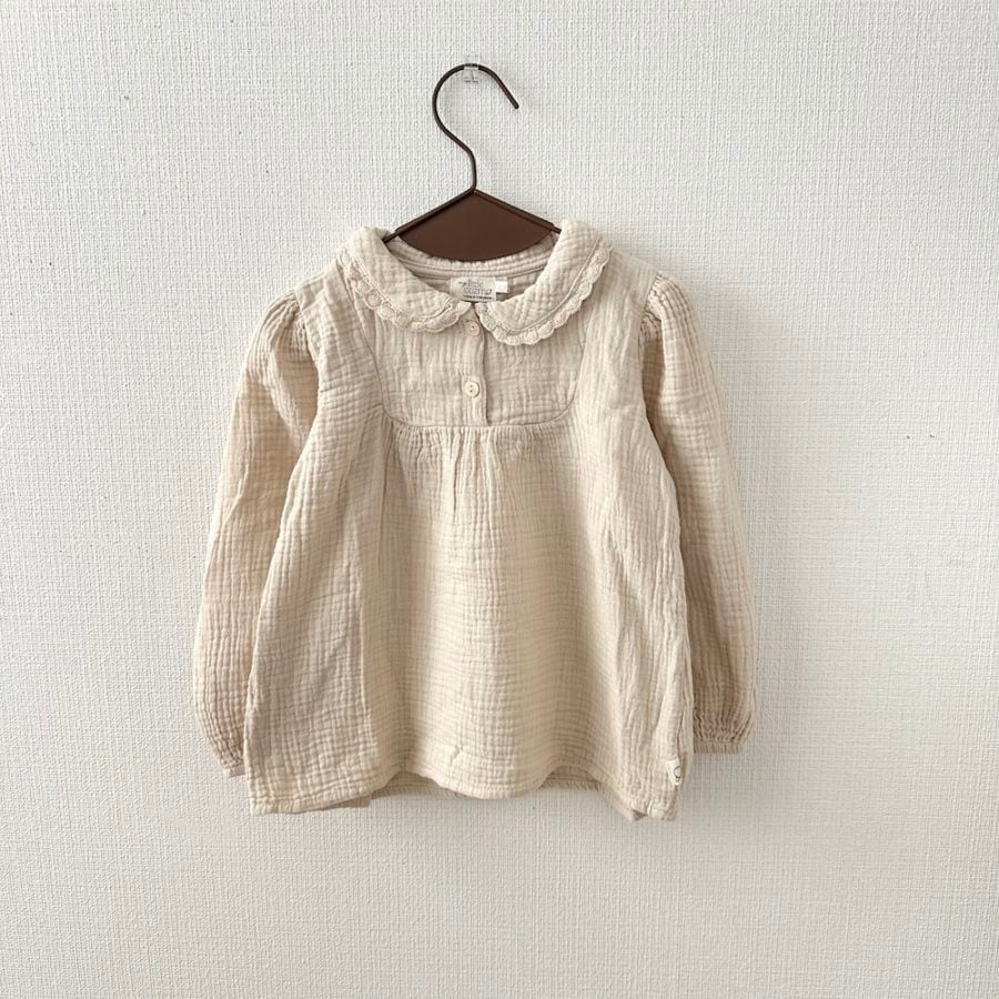 [50%OFF] From spain MY LITTLE COZMO  ROMPER  EMBROIDERY 80/90 CORA112　WHITE NM26S