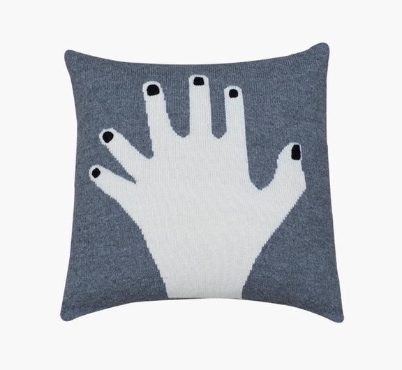 ●LUCKYBOYSUNDAY ラッキーボーイサンデー  fancy finger pillow / dark blue  50×50cm　クッションカバー