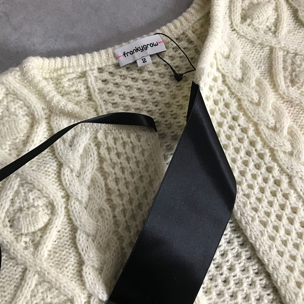 【50%OFF】 frankygrow ALAN KNIT DETACHABLE COLLAR アランニットつけ襟 フリーサイズ white