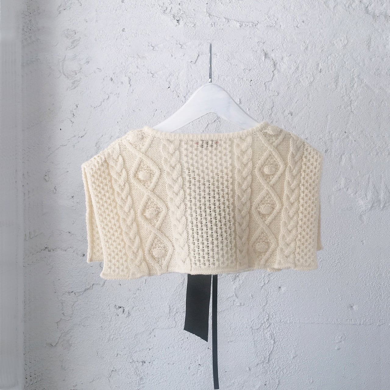 【50%OFF】 frankygrow ALAN KNIT DETACHABLE COLLAR アランニットつけ襟 フリーサイズ white
