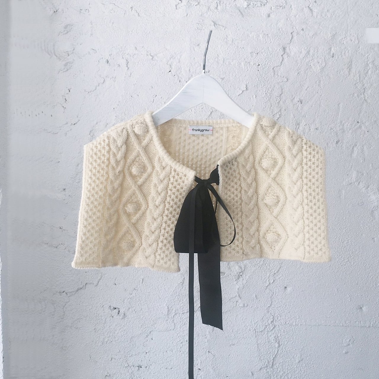 【50%OFF】 frankygrow ALAN KNIT DETACHABLE COLLAR アランニットつけ襟 フリーサイズ white