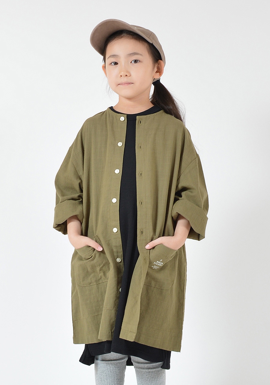 [60%OFF] GENERATOR CASUAL 七分袖 ノーカラーシャツコート S(90-100)/M(110-120)/L(130-140)/XL(150-160)