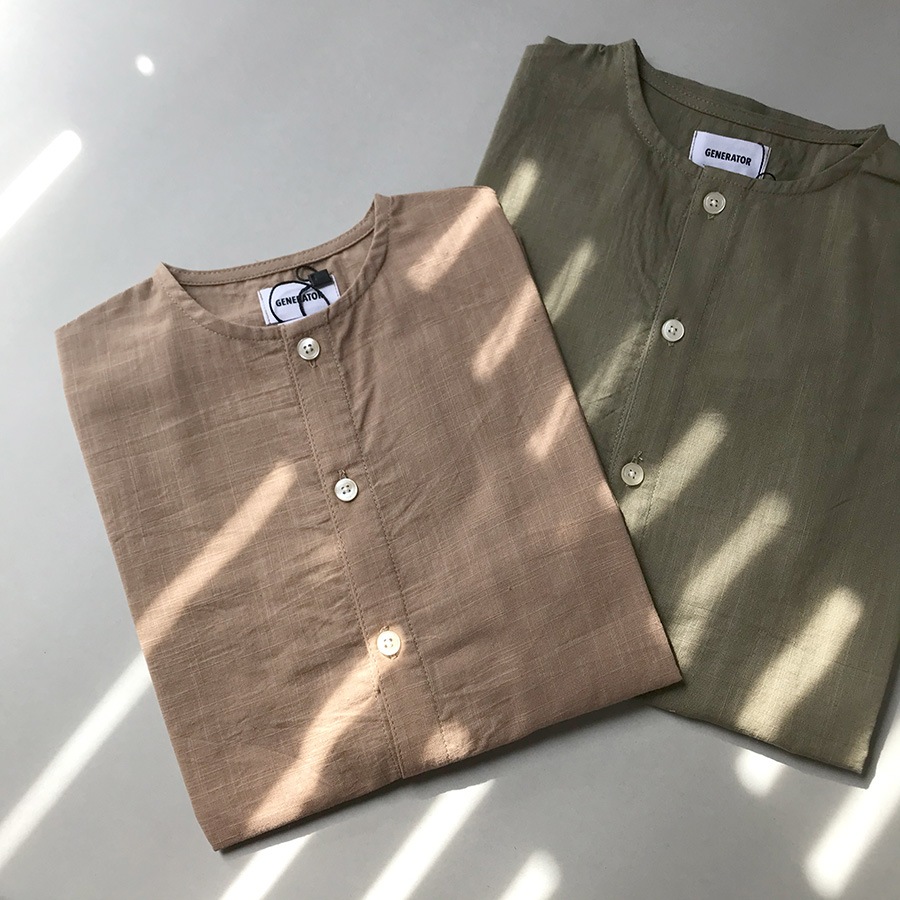 [60%OFF] GENERATOR CASUAL 七分袖 ノーカラーシャツコート S(90-100)/M(110-120)/L(130-140)/XL(150-160)