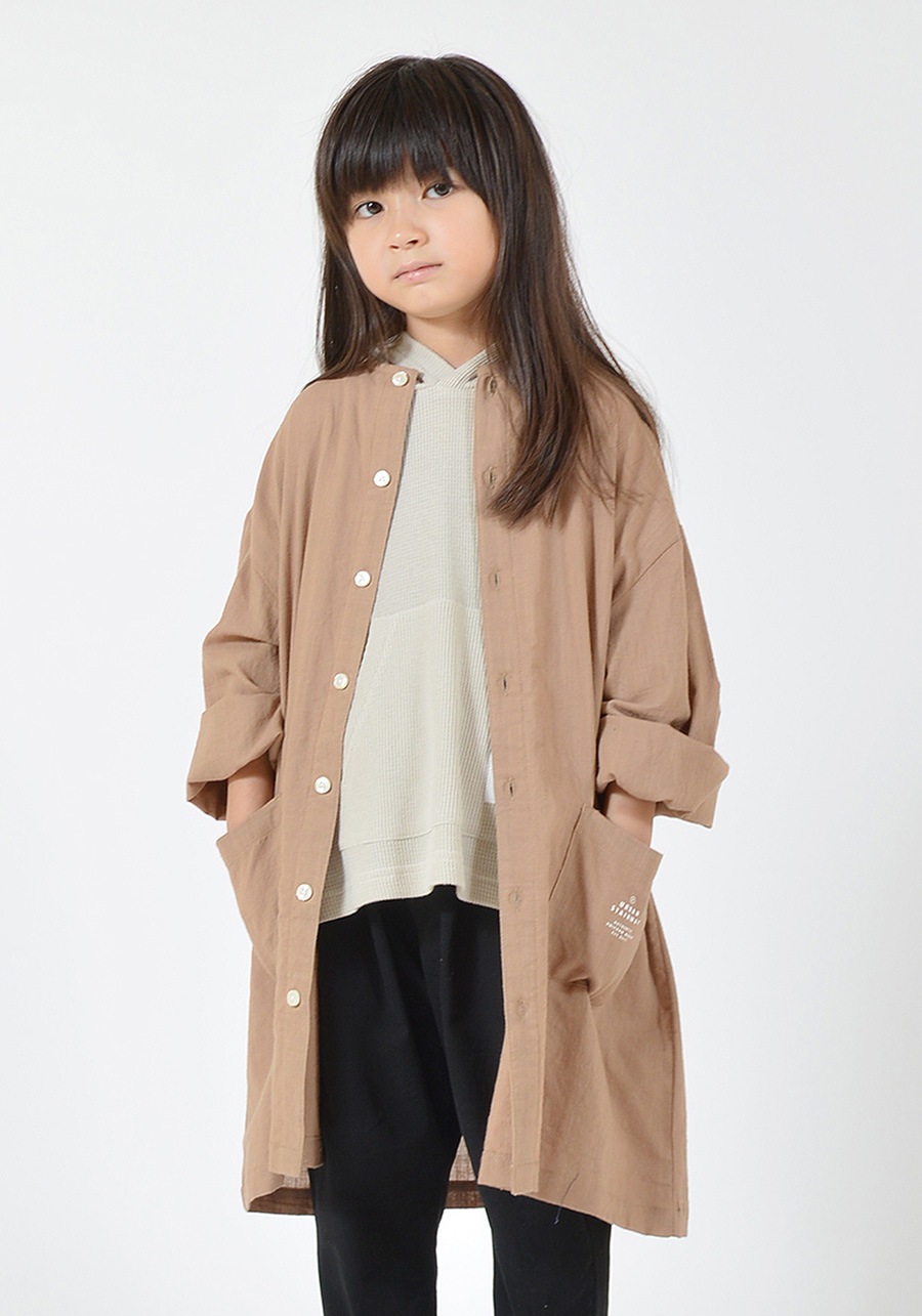 [60%OFF] GENERATOR CASUAL 七分袖 ノーカラーシャツコート S(90-100)/M(110-120)/L(130-140)/XL(150-160)