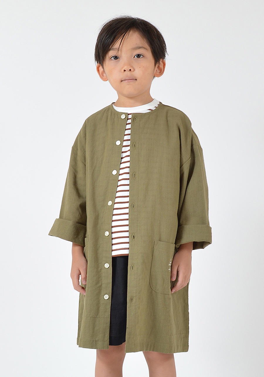 [60%OFF] GENERATOR CASUAL 七分袖 ノーカラーシャツコート S(90-100)/M(110-120)/L(130-140)/XL(150-160)