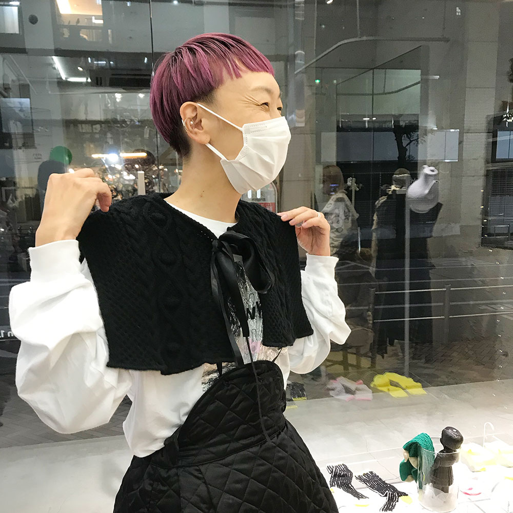 【50%OFF】 frankygrow ALAN KNIT DETACHABLE COLLAR アランニットつけ襟 フリーサイズ black