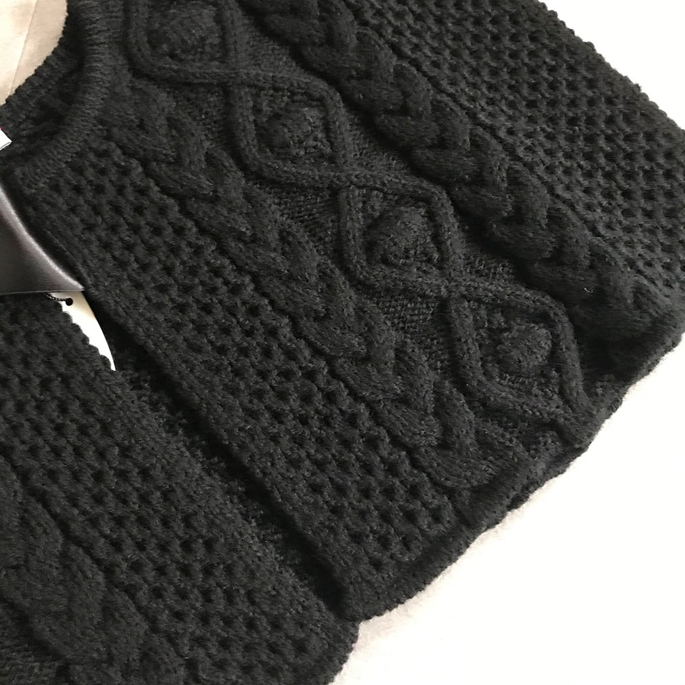 【50%OFF】 frankygrow ALAN KNIT DETACHABLE COLLAR アランニットつけ襟 フリーサイズ black