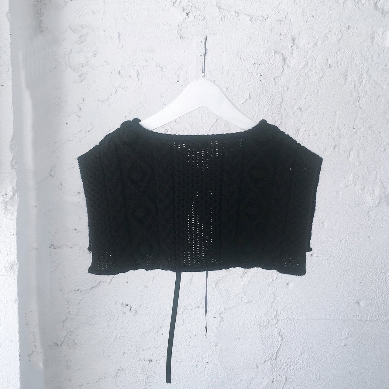 【50%OFF】 frankygrow ALAN KNIT DETACHABLE COLLAR アランニットつけ襟 フリーサイズ black