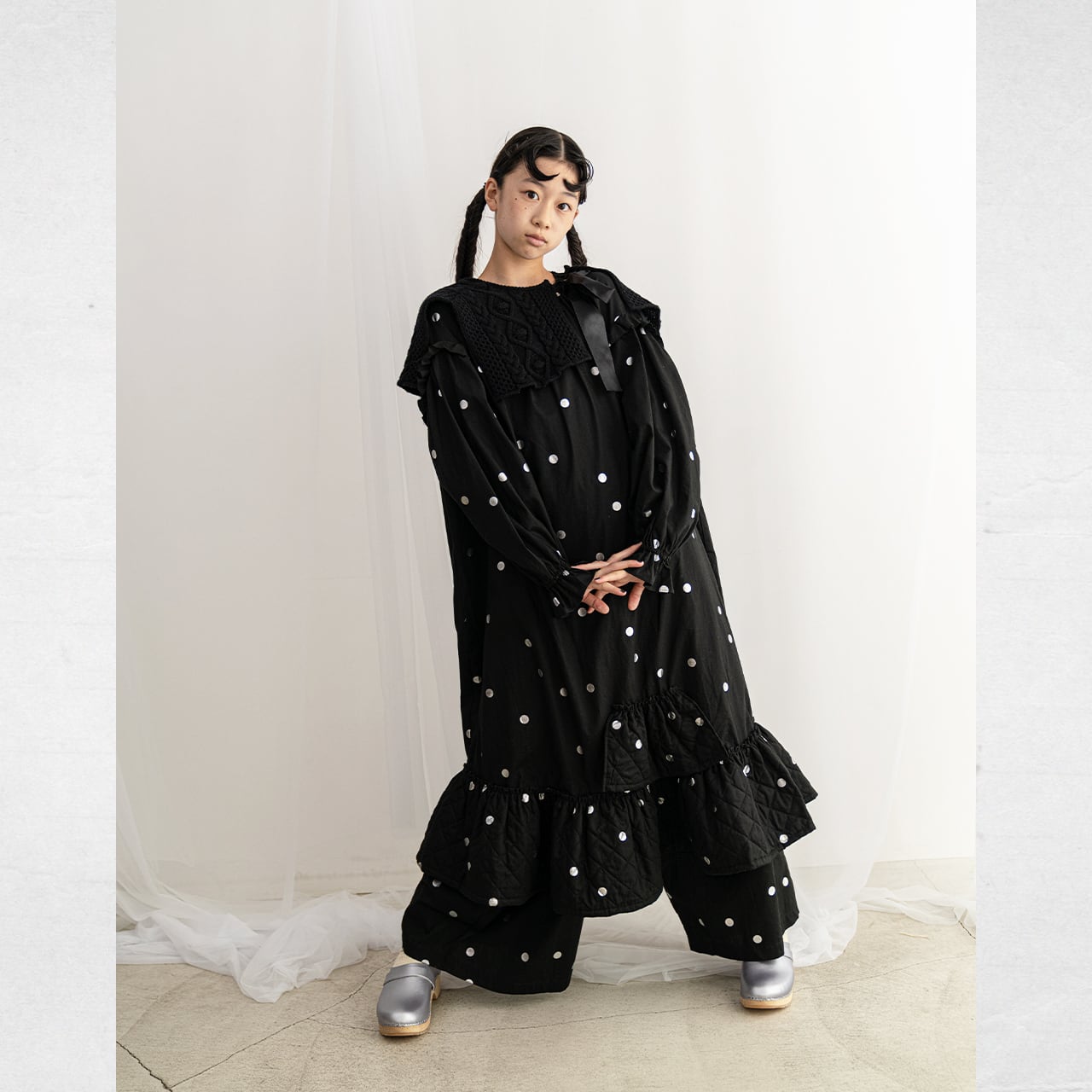 【50%OFF】 frankygrow ALAN KNIT DETACHABLE COLLAR アランニットつけ襟 フリーサイズ black