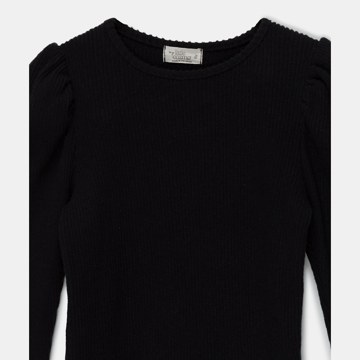 [50%OFF] From spain MY LITTLE COZMO puff-sleeved rib sweater recycled オーガニックコットン 100-110/110-120/120-130  black/beige