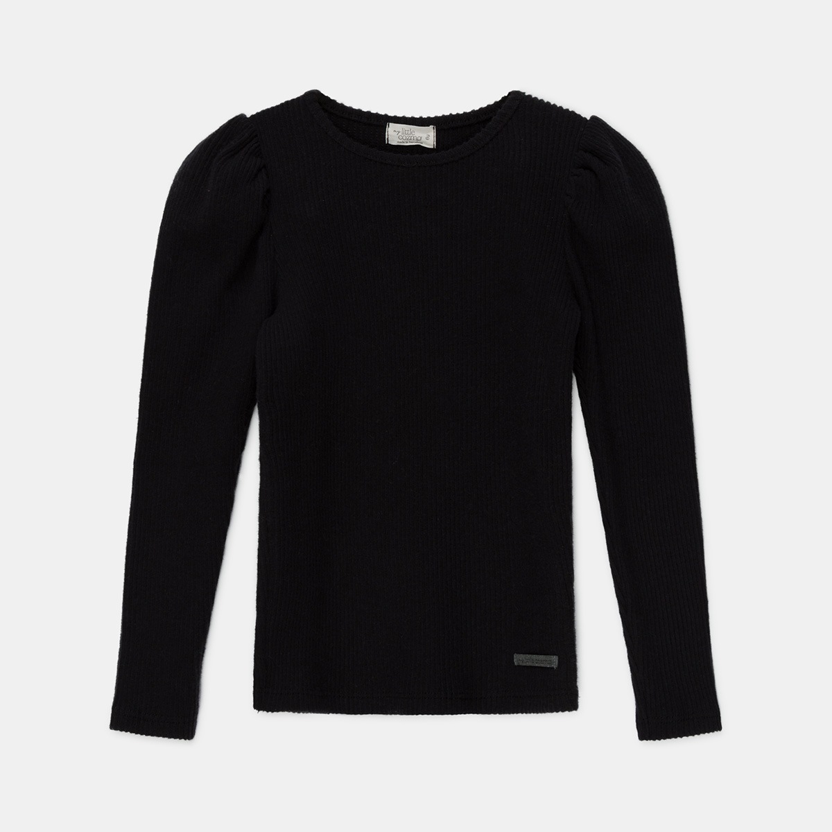 [50%OFF] From spain MY LITTLE COZMO puff-sleeved rib sweater recycled オーガニックコットン 100-110/110-120/120-130  black/beige