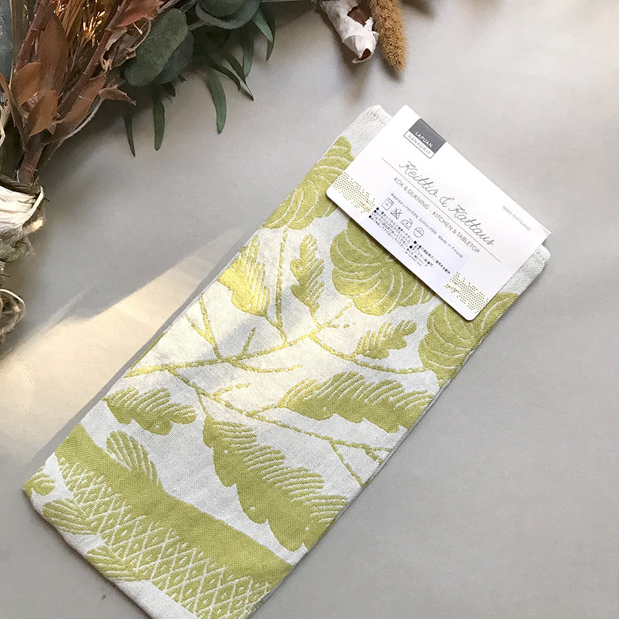 From Finland LAPUAN KANKURIT X 鹿児島睦コラボ　KALA towel 48x70cm white-green