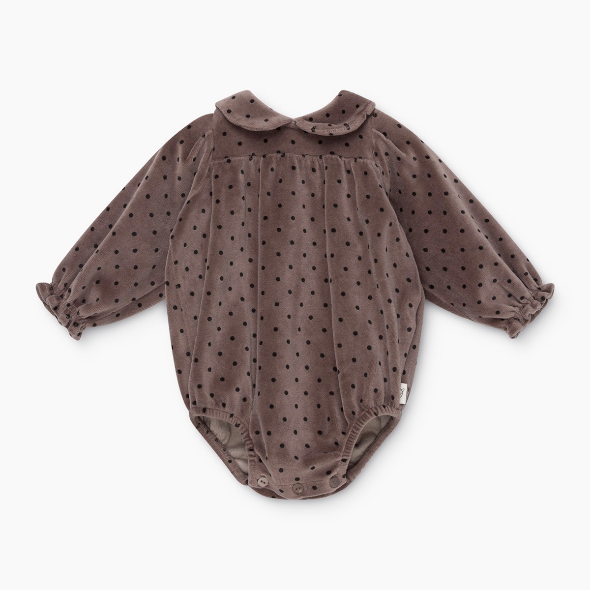 [40%OFF] From spain MY LITTLE COZMO organic baby romper dots ベロアボディ オーガニックコットン 60-70/80/90-100 taupe