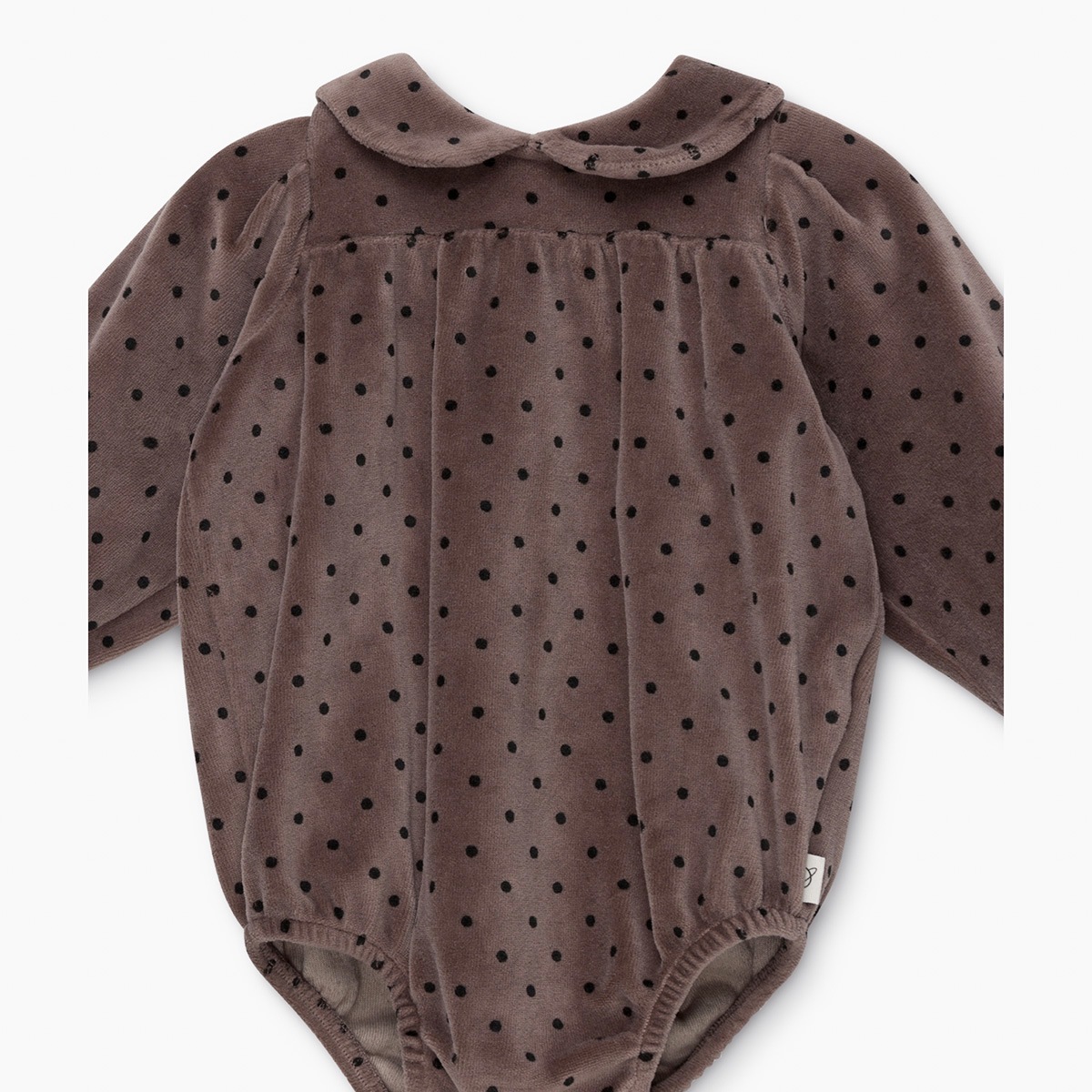 [40%OFF] From spain MY LITTLE COZMO organic baby romper dots ベロアボディ オーガニックコットン 60-70/80/90-100 taupe