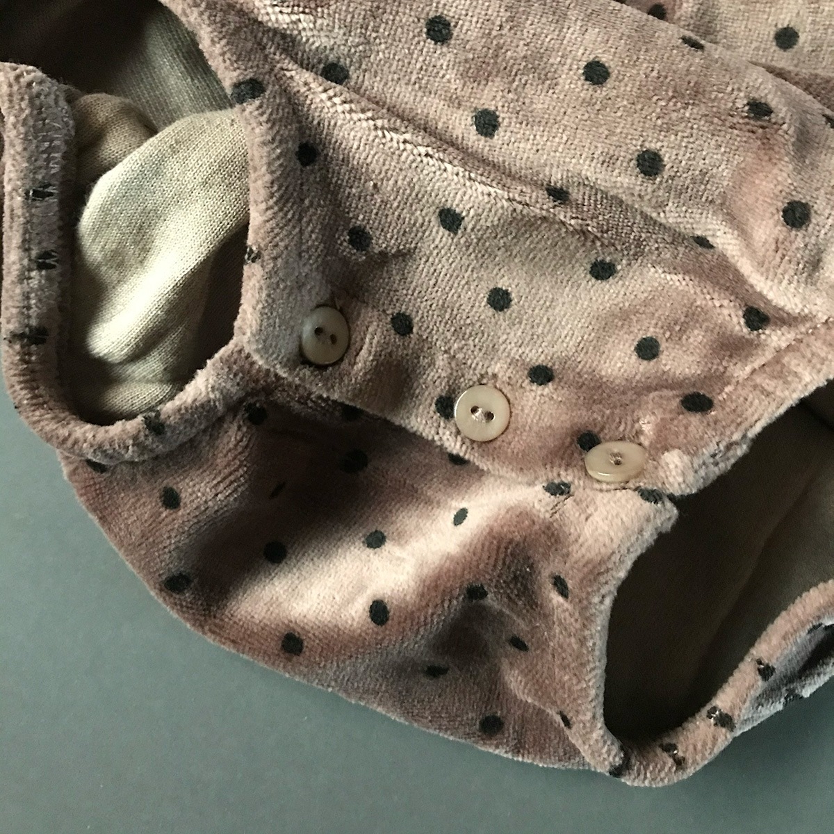 [40%OFF] From spain MY LITTLE COZMO organic baby romper dots ベロアボディ オーガニックコットン 60-70/80/90-100 taupe