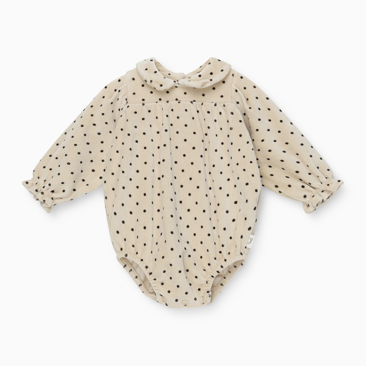[40%OFF] From spain MY LITTLE COZMO organic baby romper dots ベロアボディ オーガニックコットン 60-70/80/90-100 stone
