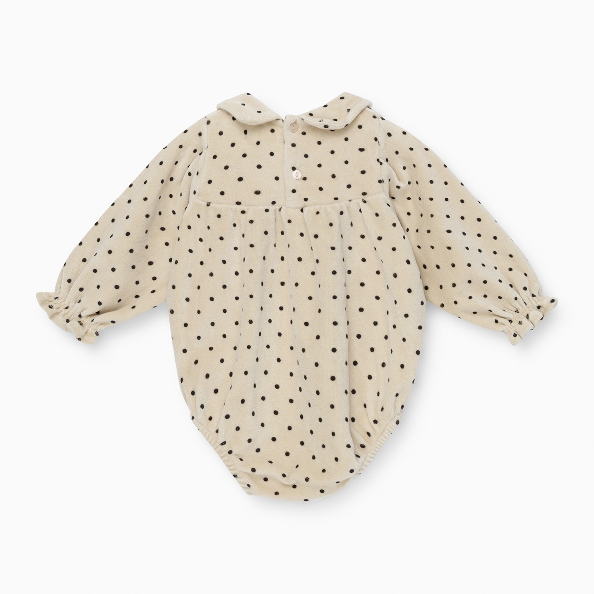 [40%OFF] From spain MY LITTLE COZMO organic baby romper dots ベロアボディ オーガニックコットン 60-70/80/90-100 stone