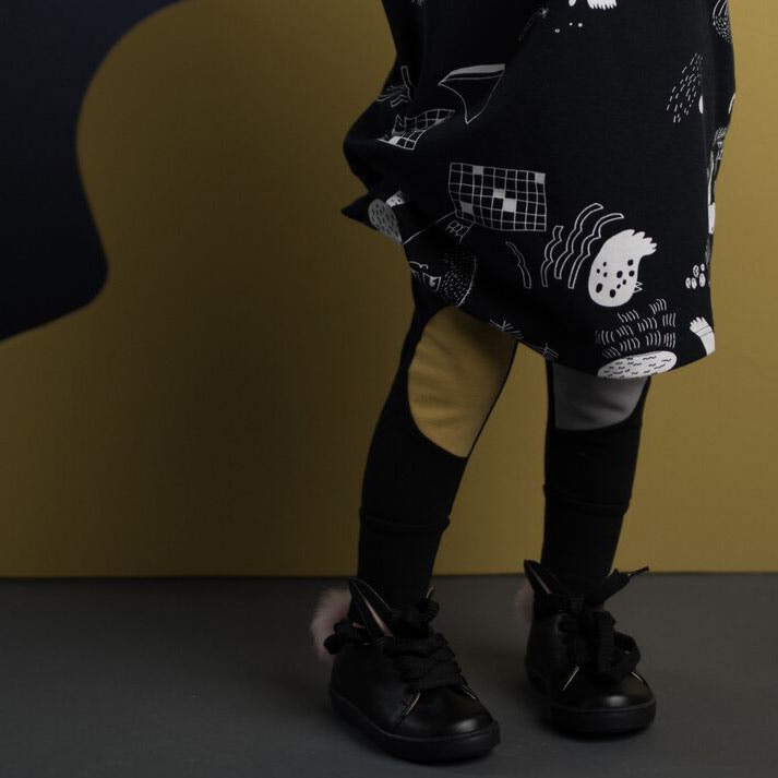 【60% OFF】　From Finland PAPU Papu CLASSIC Patch Leggings Black  オーガニックコットン　 Black Orch 60/-/-/-/-/-