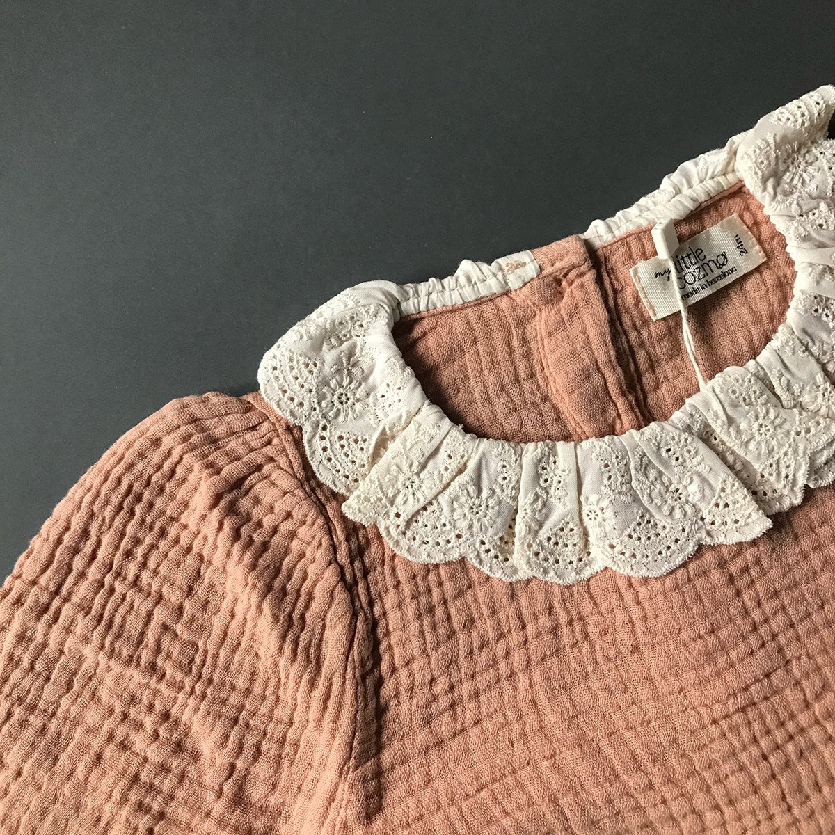 [40%OFF] From spain MY LITTLE COZMO organic baby lace romper ガーゼロンパース オーガニックコットン 60/80/90-100 pink