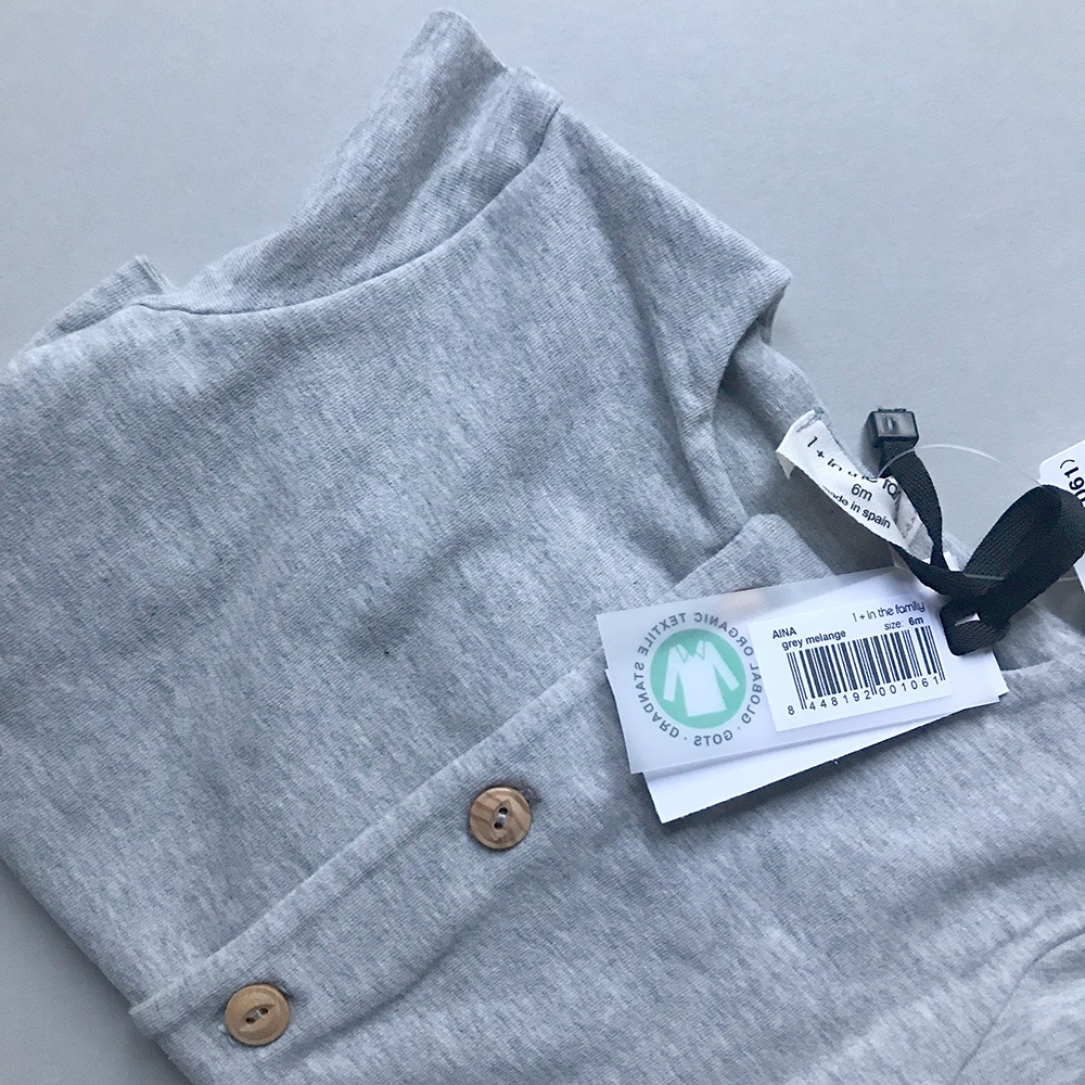 [50%OFF] From spain 1+in the family AINA open t-shirt GREY NB-60/-/- organic cotton