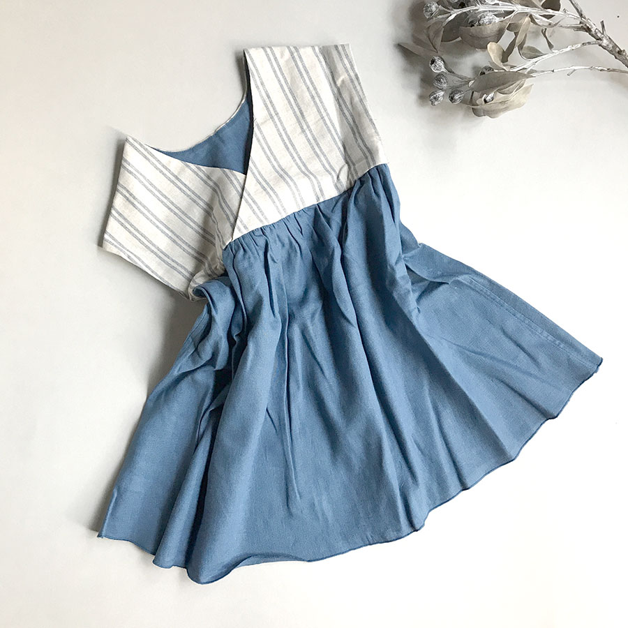 ［50%OFF］ From Spain Popelin  Blue reversible yolk dress  リバーシブルワンピース 100/110/-/-/