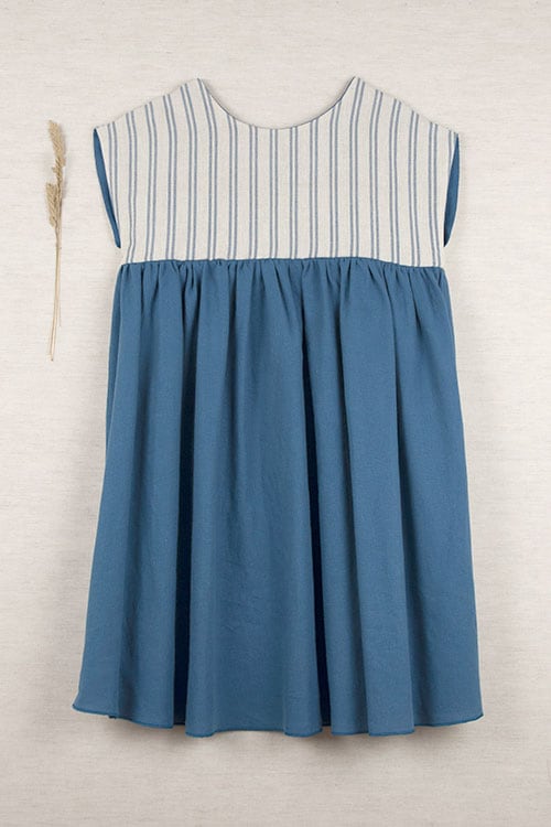 ［50%OFF］ From Spain Popelin  Blue reversible yolk dress  リバーシブルワンピース 100/110/-/-/