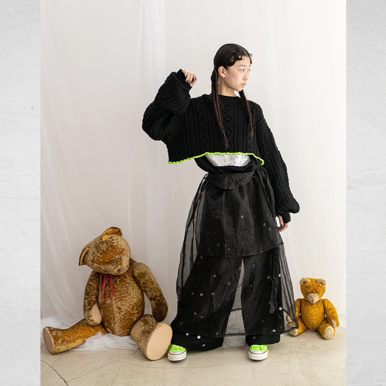 [50%off] frankygrow CROPPED ALAN KNIT PULLOVER / サイズLL 130-150  カラーBLACK