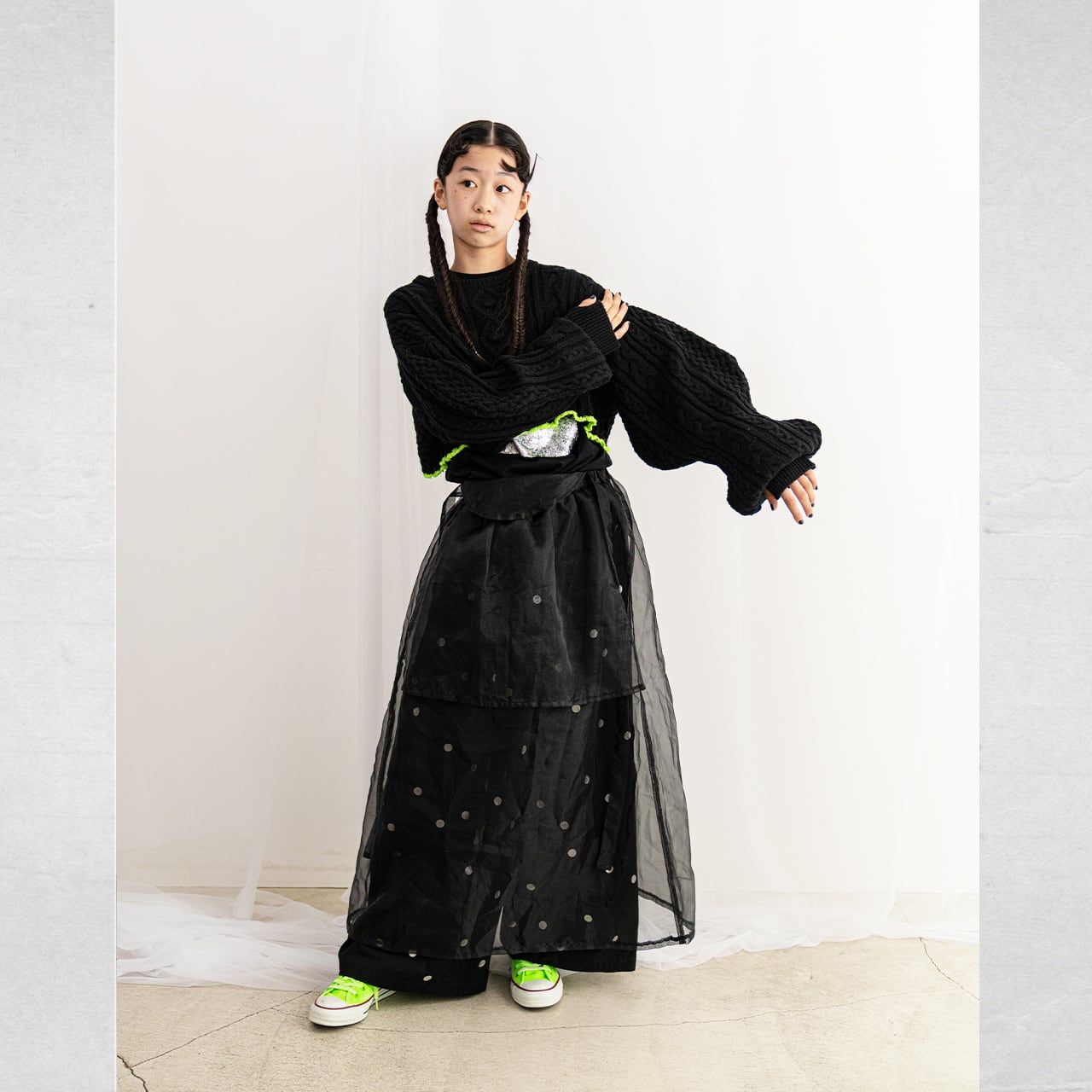 [50%off] frankygrow CROPPED ALAN KNIT PULLOVER / サイズLL 130-150  カラーBLACK