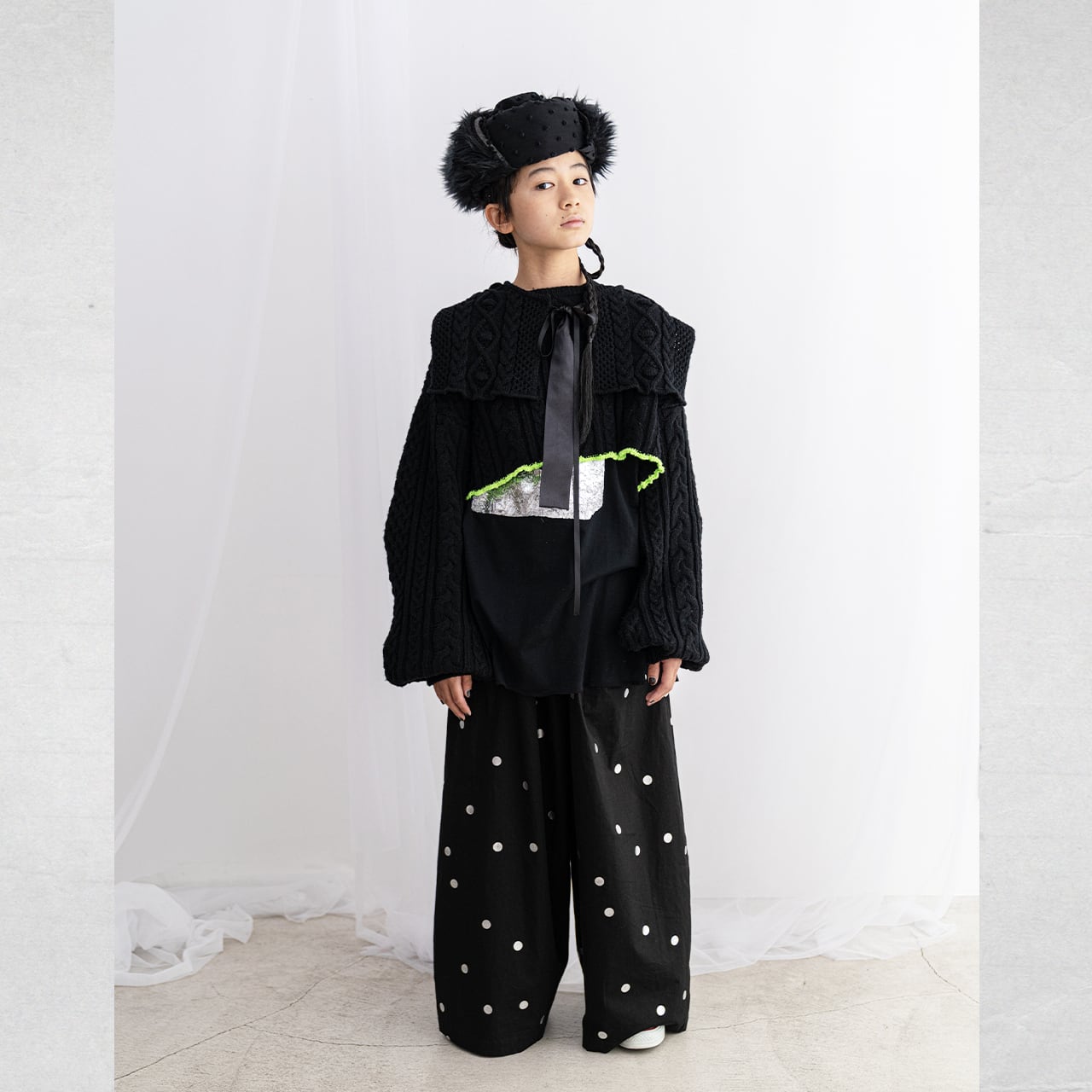 [50%off] frankygrow CROPPED ALAN KNIT PULLOVER / サイズLL 130-150  カラーBLACK