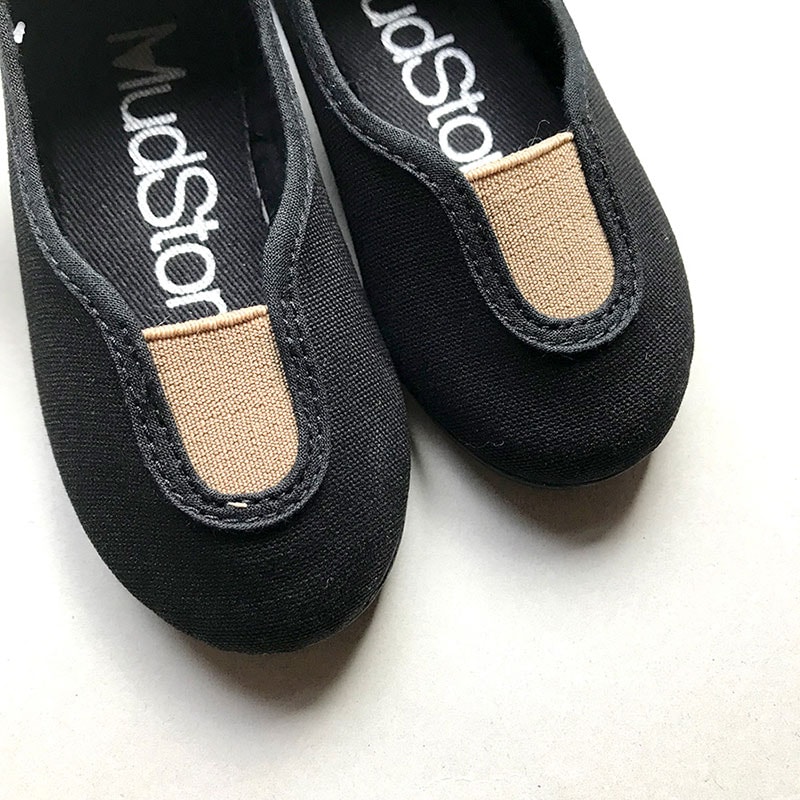 La Cadena GIMNASIA - Panel Slip On Black / Beige 上履き 11.5-18.5cm