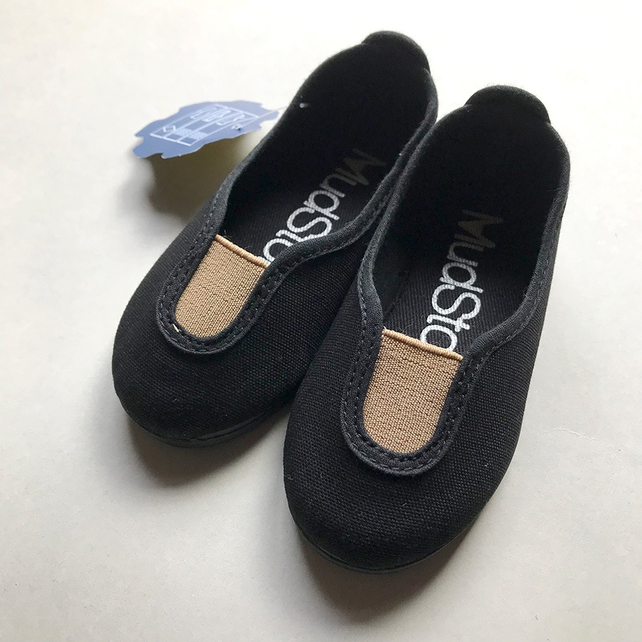 La Cadena GIMNASIA - Panel Slip On Black / Beige 上履き 11.5-18.5cm