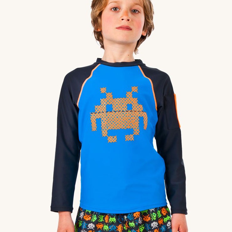 【再下-70%】SUNUVA スヌーヴァ 紫外線97％カット 14SS  Boys Outer Space Rash Vest インベーダー ラッシュガード 水着 1-2Y/-/-/-