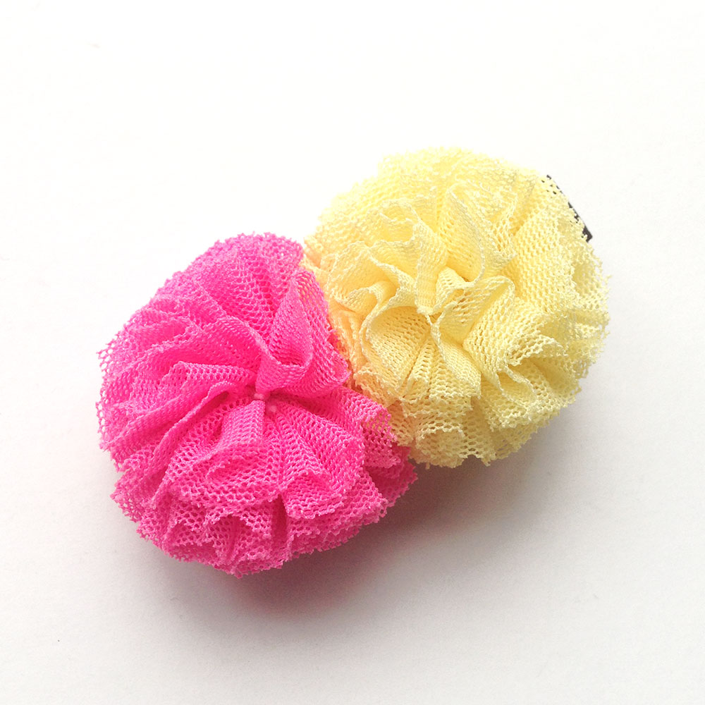 CHATOY チュールポンポンヘアピン ピンク× ライトイエロー