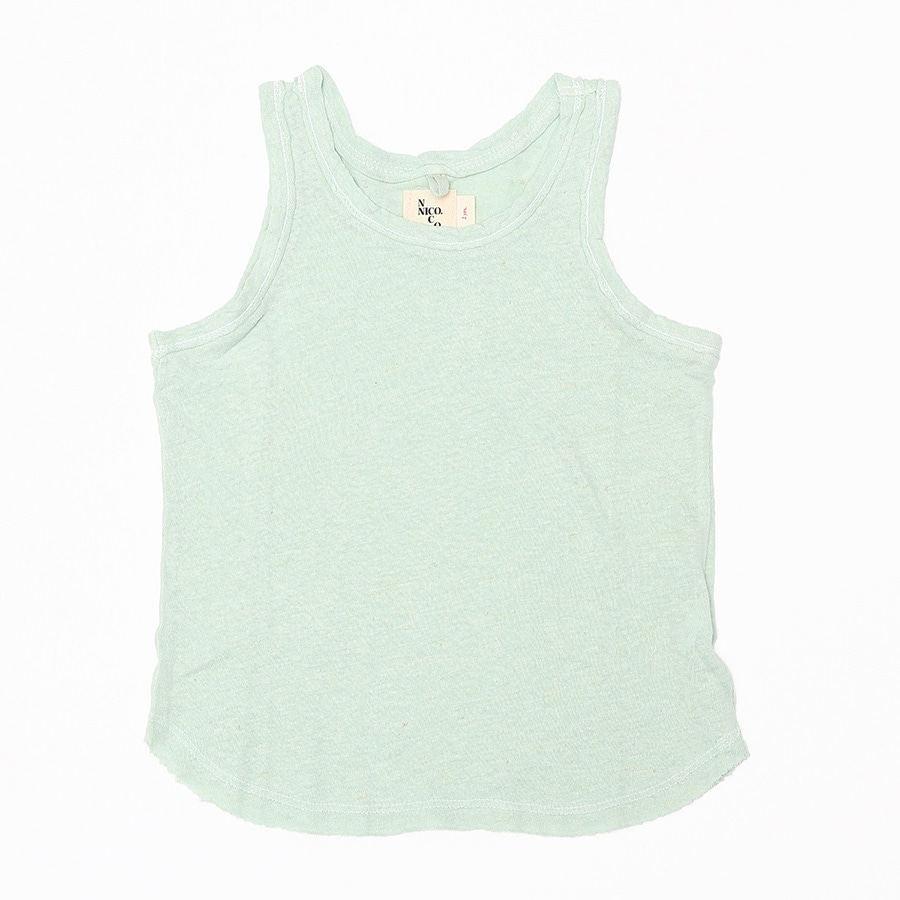 【再下-70%】NICO.NICO CLOTHING  16春夏 ニコニコ オーガニックコットン BOWIE HEMP TANK 麻紺タンクトップ-/-/-/8Y/- セージ