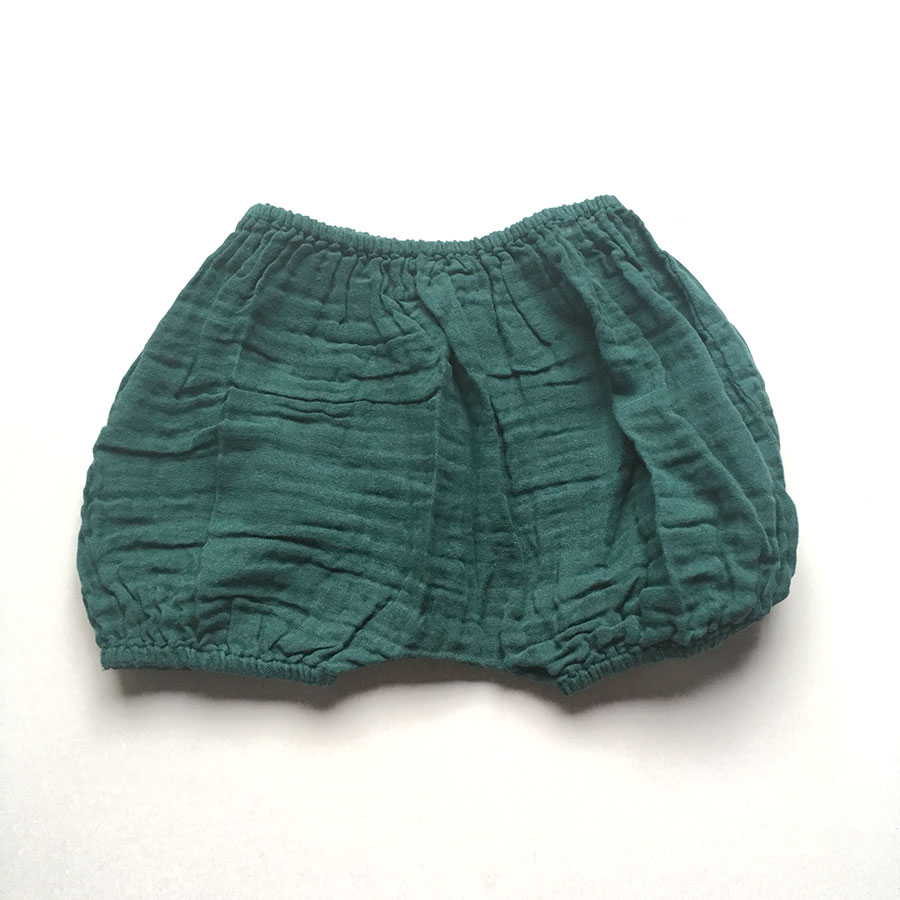 Numero 74 ヌメロ Emi Bloomer  ～6ヶ月/2歳ぐらいまで　ダブルガーゼブル 深緑 by イタリア Teal Blue [※1 クリックポスト可]　