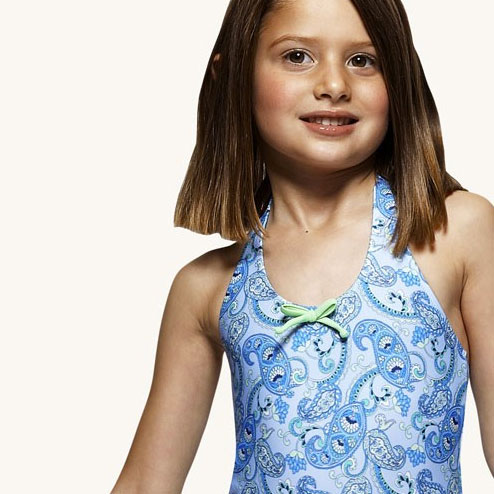 [再下-70%]SUNUVA スヌーヴァ 紫外線97％カット 13SS blue Paisley Halter Swimsuit ブルーペイズリーホルターネック 水着 1-2Y/-/-