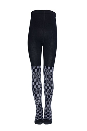 【60％再下】POPUPSHOP ポップアップショップ  Square Black 矢羽ブラック タイツ オーガニックコットン混紡 -/2-3/4-5/6-8