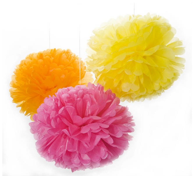 ENGEL Pom Pom 大きなビッグペーパーフラワー　パーティーの飾り付けにも　orange, yellow, pink (3点set)