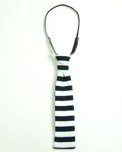 ［60%OFF］ Geewhiz ジーウィズ ボーダーネクタイ ホワイト×ブラック M