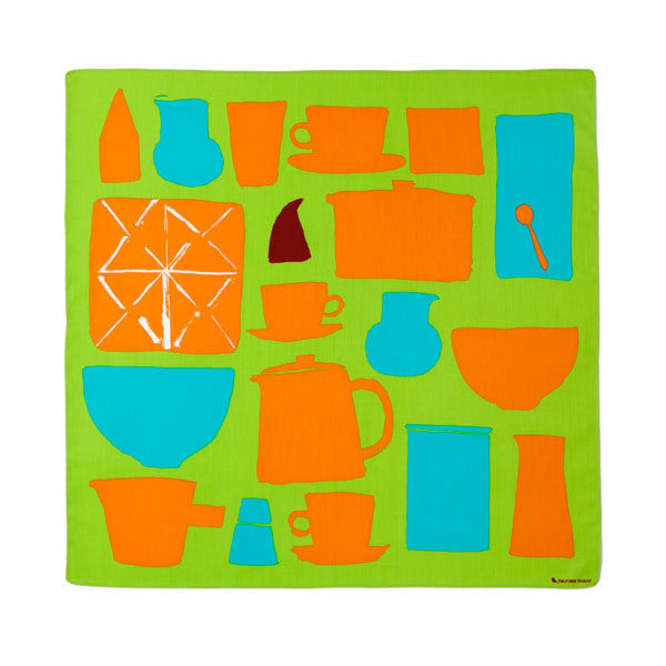 Kauniste  カウニステ ハンカチ（大判） アスティアスト：食器たち グリーン by Matti Pikkujämsä