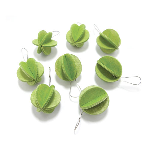 lovi オーナメントカード MINI BALL（ミニボール） / ライトグリーン/ 1.7cm ×8個（プライウッド白樺）